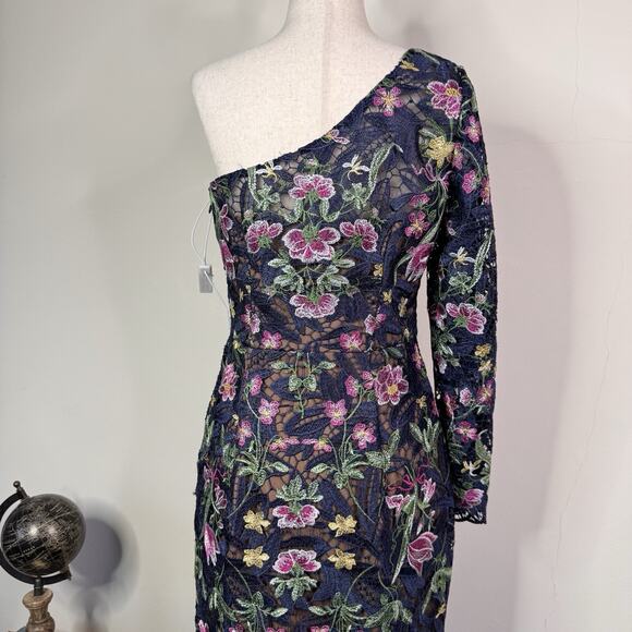 NWT Marchesa Notte Sheath Dress Alexis Floral Embroidered Size 6 Formal Romantic - Picture 11 of 16